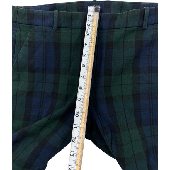 J. Crew Kallie Pant Women's 14 Green Blue Tartan Plaid Cotton Blend W 35 X L 26 - Picture 7 of 11